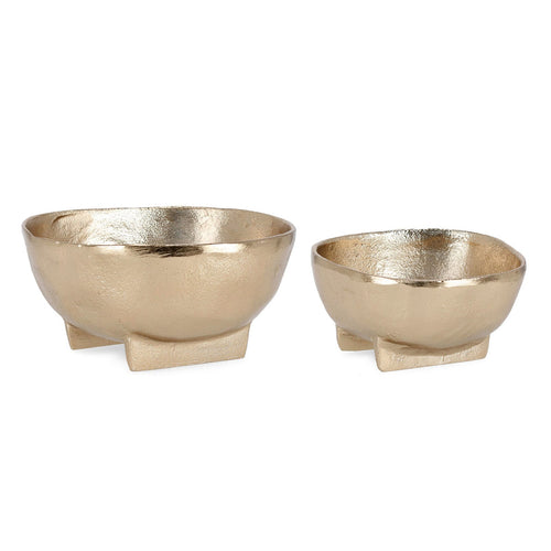 Ciotola decorativa Sheeny in alluminio color oro per decorazioni natalizie set da 2