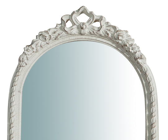 Biscottini Specchiera da parete in legno finitura bianco anticato L40xPR4,5x90 cm Made in Italy