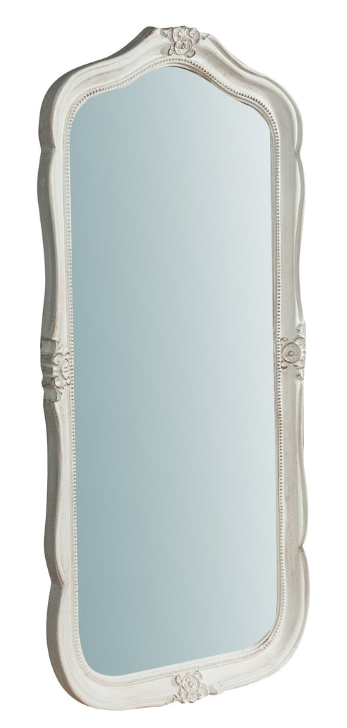 Biscottini Specchiera da parete in legno finitura bianco anticato L47xPR4xH100 cm Made in Italy