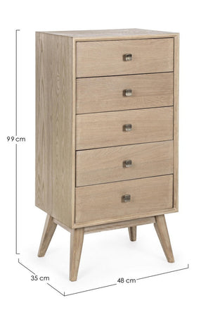 Cassettiera "Alannis" per interno, con 5 Cassetti, 53 x 40 x 86 cm