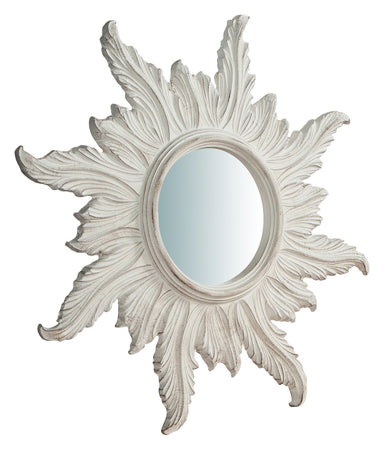 Biscottini Specchiera da parete in legno finitura bianco anticato L58xPR4xH58 cm Made in Italy