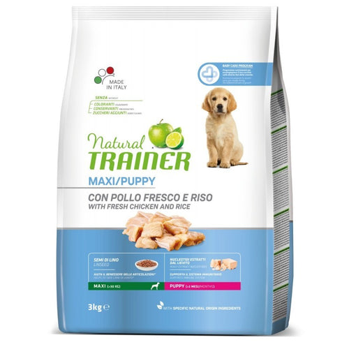 Natural Trainer Mantenimento mangime secco Cani Puppy maxi pollo e riso