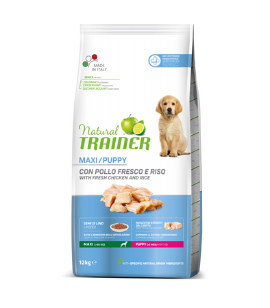 Natural Trainer Mantenimento mangime secco Cani Puppy maxi pollo e riso