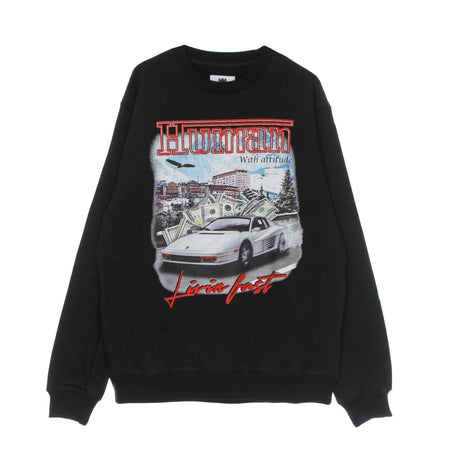 HUMAN WITH ATTITUDE Felpa Girocollo Uomo Livin Fast Crewneck Black da uomo