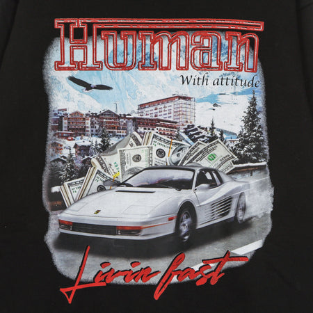 HUMAN WITH ATTITUDE Felpa Girocollo Uomo Livin Fast Crewneck Black da uomo
