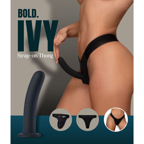 Strap on dildo indossabile in silicone nero con mutandina elastica nera