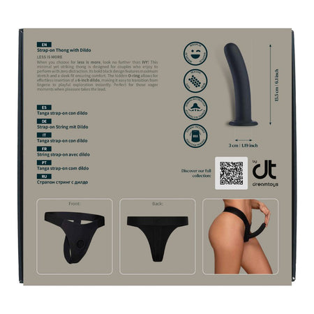 Strap on dildo indossabile in silicone nero con mutandina elastica nera