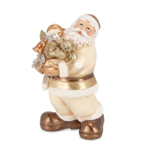 Babbo Natale statuetta in poliresina color oro per decorazione natalizia
