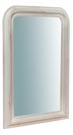 Biscottini Specchiera da parete in legno finitura bianco anticato L43xPR4xH69 cm Made in Italy