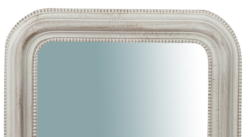 Biscottini Specchiera da parete in legno finitura bianco anticato L43xPR4xH69 cm Made in Italy