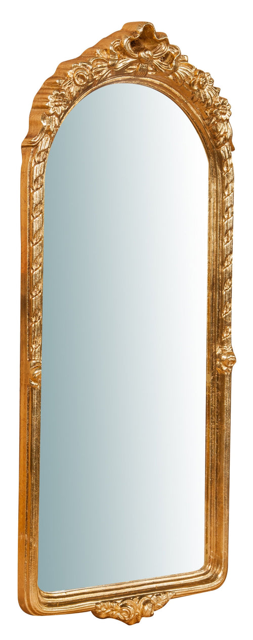 Biscottini Specchiera da parete in legno finitura foglia oro anticato L28xPR5xH69 cm Made in Italy