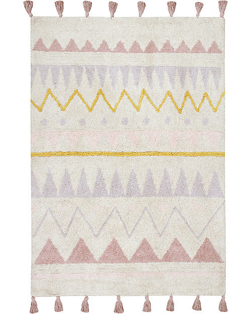 Tappeto Lavabile Azteca, Panna/Rosa Vintage, 100% Cotone (120x160 cm) Lorena Canals