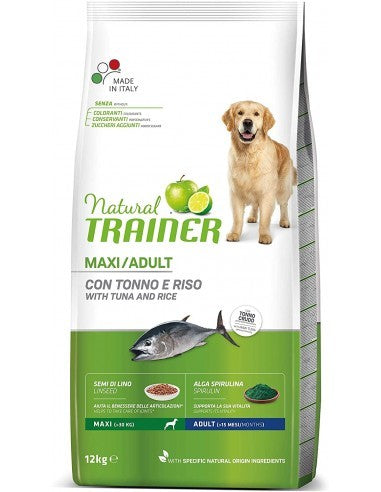 Natural Trainer Mantenimento mangime secco Cani Adult maxi tonno e riso 12 kg