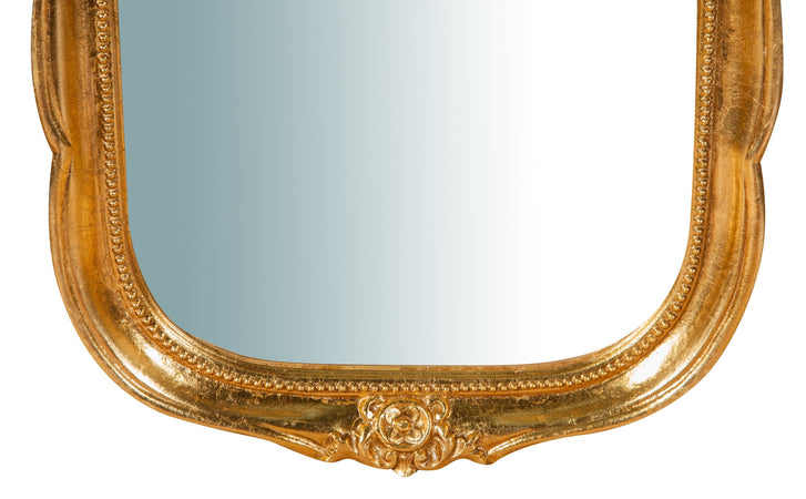 Biscottini Specchiera da parete in legno finitura foglia oro anticato L33xPR3xH79 cm Made in Italy