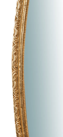 Biscottini Specchiera da parete in legno finitura foglia oro anticato L52xPR4,5xH133 cm Made in Italy