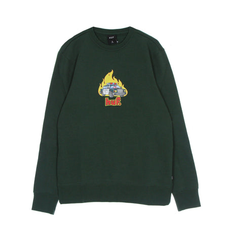 HUF Felpa Girocollo Uomo Roasted Crew Dark Green da uomo