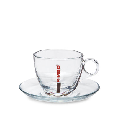 Kimbo conf. 6 Tazze Cappuccino + 6 Piattini in Vetro Mod. Cherie