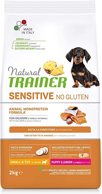 Natural Trainer Sensitive mangime secco Cani Puppy small & toy salmone e cereali integrali 2 kg