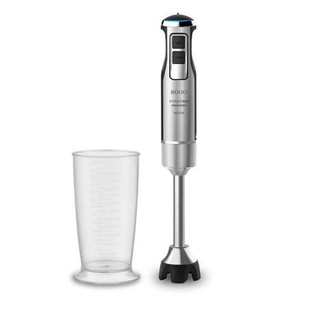 Frullatore a Immersione Alta Potenza con Asta Inox, Velocità Variabile Stepless, Funzione Turbo e Bicchiere 600 ml