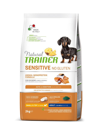 Natural Trainer Sensitive mangime secco Cani Adult small & toy salmone e cereali integrali