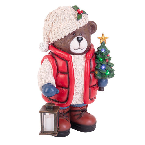 Orso decorativo Chatfield in poliresina con luci led per decorazione natalizia
