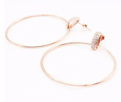 ALISEI - Orecchini a cerchio attacco con pavè bianco