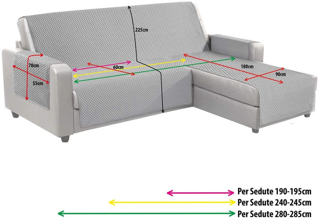 COPRIDIVANO PENISOLA SPHERE ANTRACITE PENISOLA A SINISTRA 190 CM