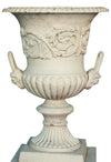 Biscottini Vaso con misure L44xPR44xH60 cm con base L35xPR35xH50 cm in fusione di ghisa
