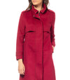 Divine Cappotto lungo in lana con patta bordeaux Taglia S