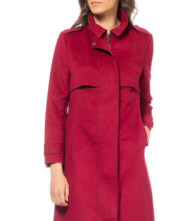 Divine Cappotto lungo in lana con patta bordeaux Taglia S