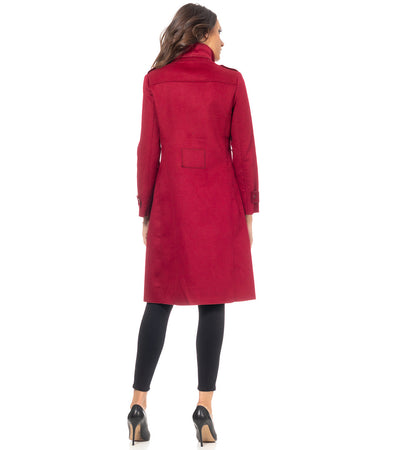 Divine Cappotto lungo in lana con patta bordeaux Taglia S