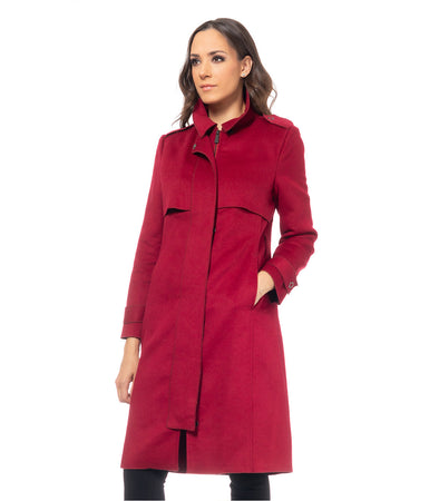 Divine Cappotto lungo in lana con patta bordeaux Taglia S