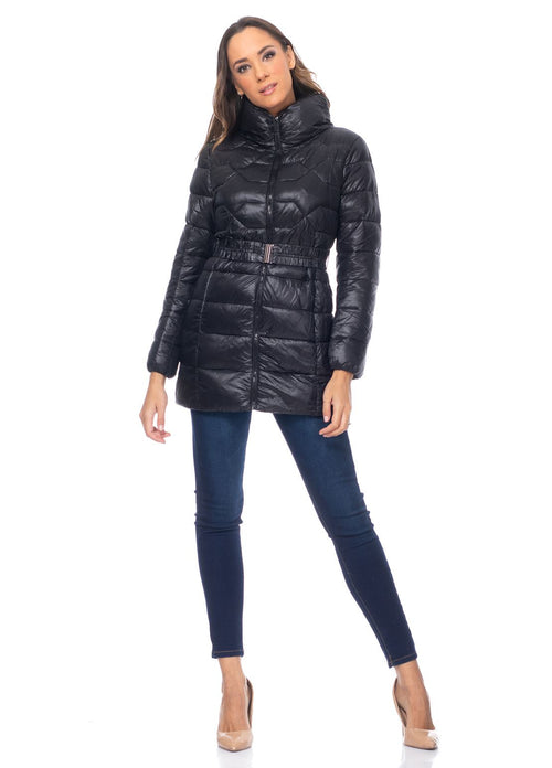 Divine Anorack imbottito lungo con cerniera nero Taglia L