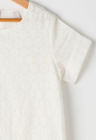 Esprit Abito Ragazza Ricamato Bianco Taglia M