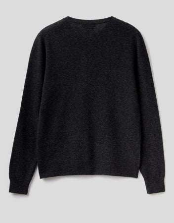 Cardigan girocollo in pura lana vergine