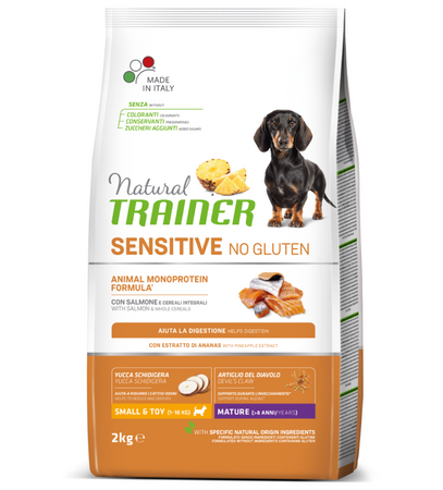 Natural Trainer Sensitive mangime secco Cani Mature small & toy salmone e cereali 2 kg