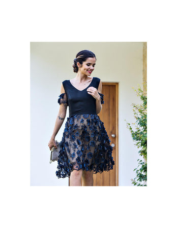 Paul Brial Vestito da cocktail basic nero e blu