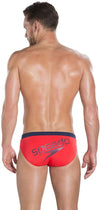 Speedo Ess Logo Brf Costume Da Bagno, Uomo Rosso Lava/Navy