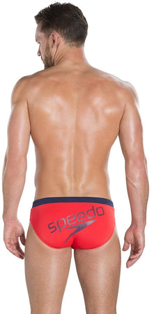 Speedo Ess Logo Brf Costume Da Bagno, Uomo Rosso Lava/Navy