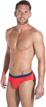 Speedo Ess Logo Brf Costume Da Bagno, Uomo Rosso Lava/Navy