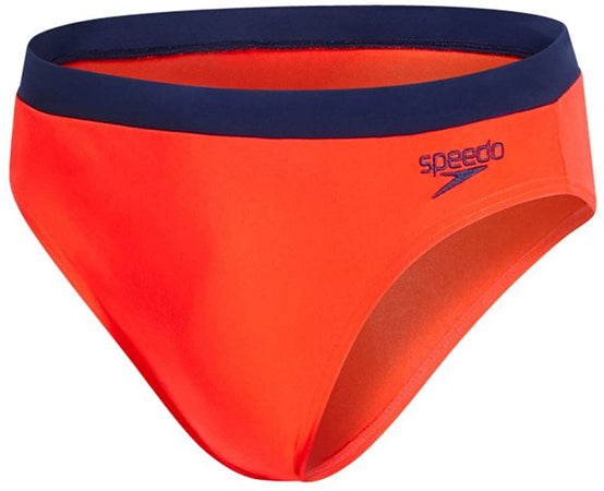Speedo Ess Logo Brf Costume Da Bagno, Uomo Rosso Lava/Navy