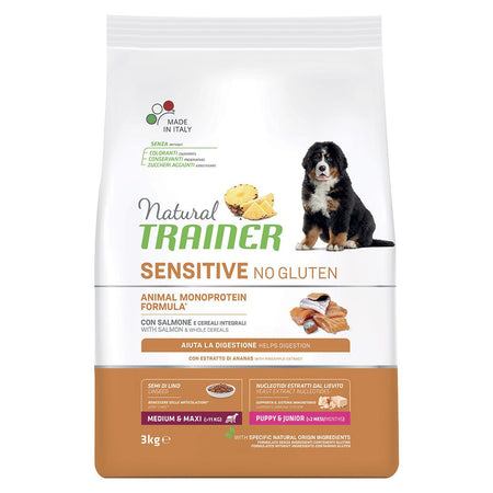 Natural Trainer Sensitive mangime secco Cani Puppy medium & maxi salmone e cereali integrali