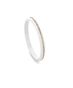 ROBERTO DEMEGLIO - Bracciale L Pura luce piccolo in ceramica bianca lucida e barrette di diamanti brown