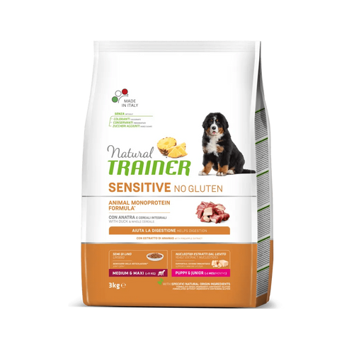 Natural Trainer Sensitive mangime secco Cani Puppy medium & maxi anatra e cereali integrali