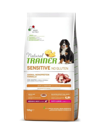Natural Trainer Sensitive mangime secco Cani Puppy medium & maxi anatra e cereali integrali