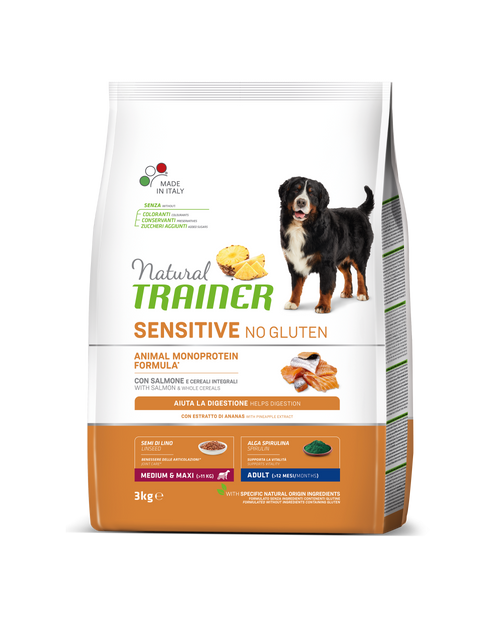 Natural Trainer Sensitive mangime secco Cani Adult medium & maxi salmone e cereali integrali