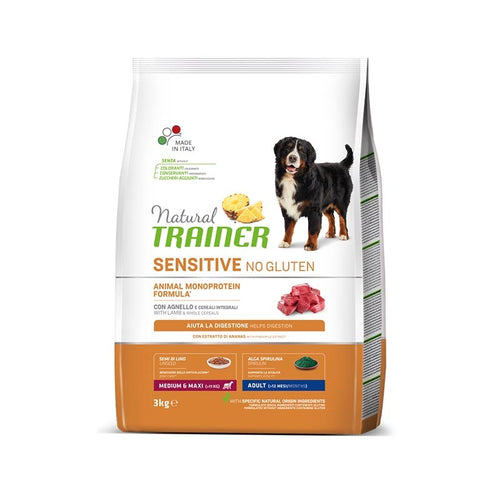 Natural Trainer Sensitive mangime secco Cani Adult medium & maxi agnello e cereali integrali