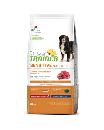 Natural Trainer Sensitive mangime secco Cani Adult medium & maxi agnello e cereali integrali