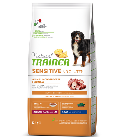 Natural Trainer Sensitive mangime secco Cani Adult medium & maxi anatra e cereali integrali