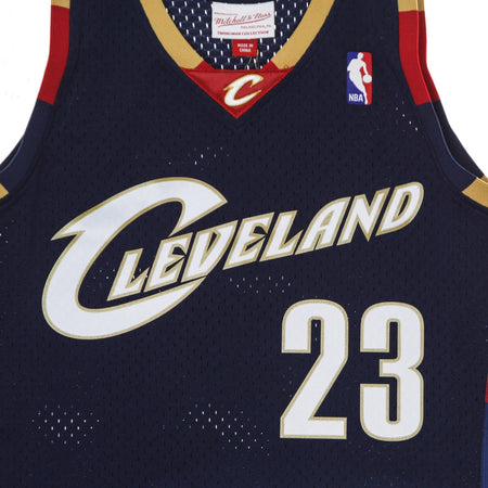 MITCHELL &amp; NESS Canotta Basket Uomo Nba Swingman Jersey Hardwood Classics No 23 Lebron James 2008-09 Clecav Navy da uomo